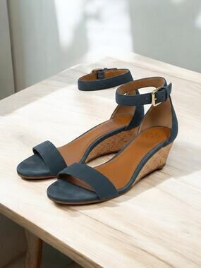 Tory Burch Savannah Suede Wedge Sandal Size 7.5M